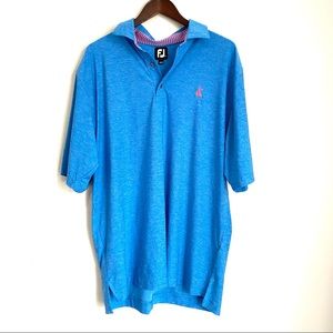 FOOT JOY Mens Large Blue Pink Short Sleeve Performance Golf Polo Shirt A16